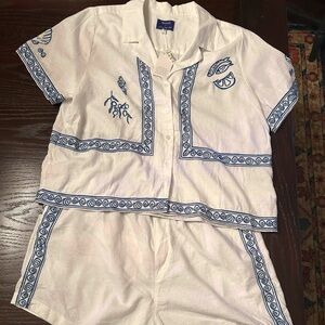 Madewell embroidered short/shirt set